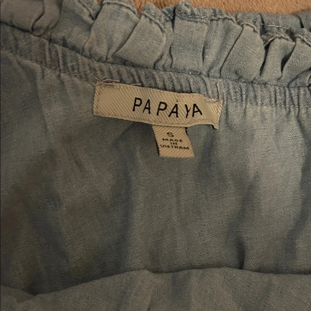 Papaya Denim Blue One-Shoulder Floral Top - Picture 2 of 2